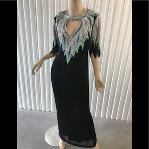 Silk beaded evening gown